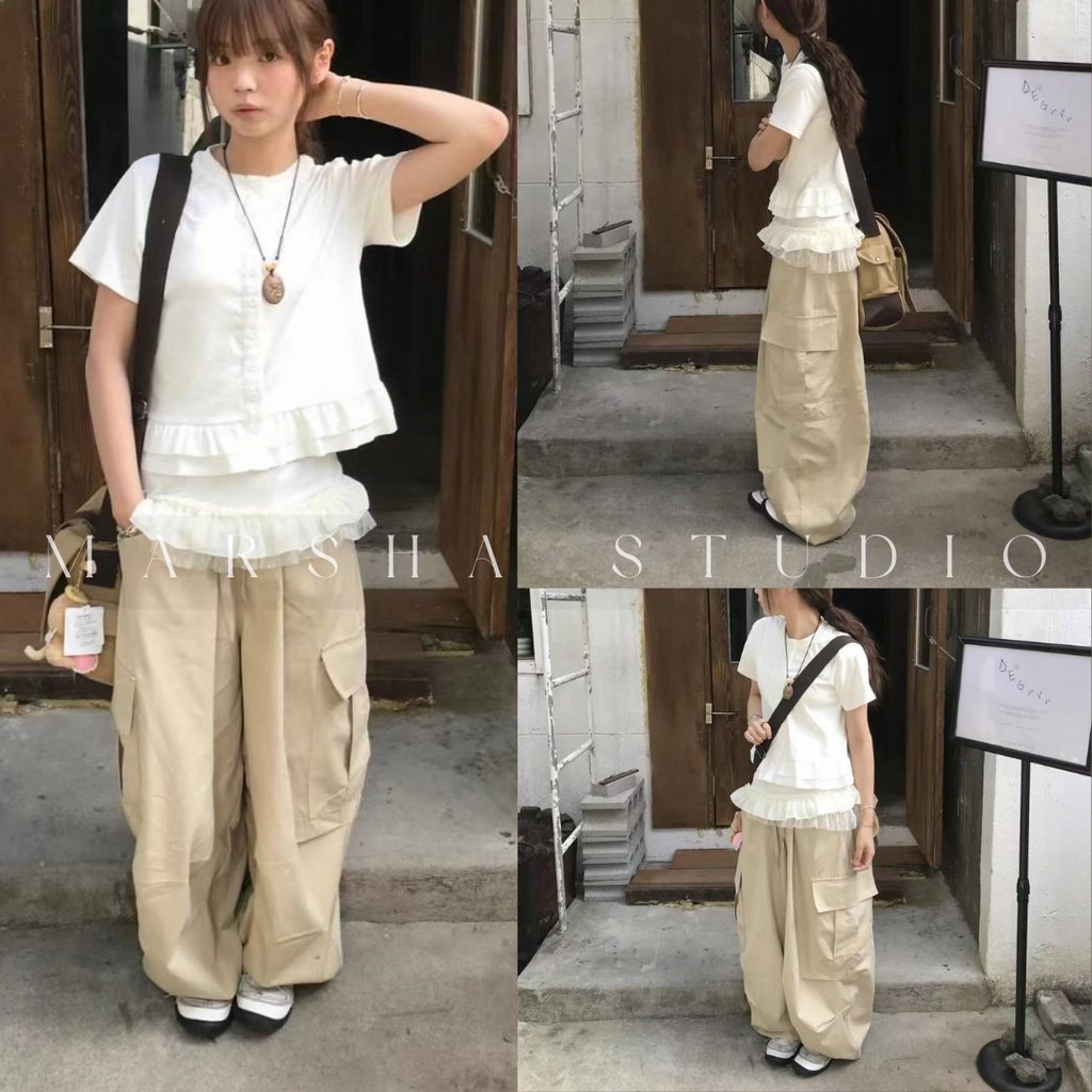 ❮韓國❯5GK05_帥氣工裝束口寬褲氣球褲|Unisex|棉 100% (8)