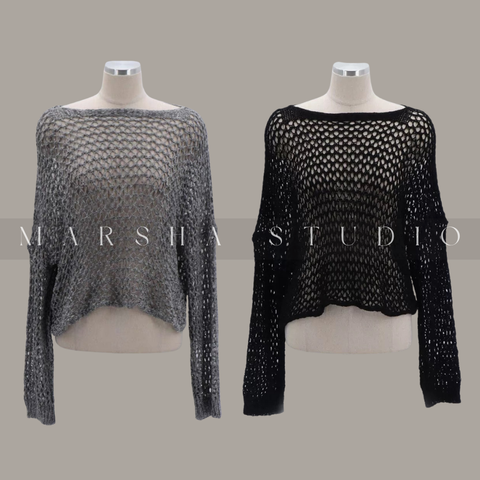 ❮韓國❯5IK02鏤空洞洞針織罩衫上衣⏝現貨+預購 ꩜ MARSHA STUDIO