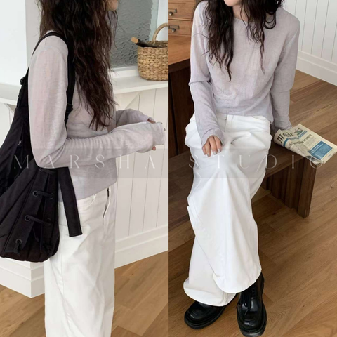 ❮韓國❯5IK19線條感透膚長袖上衣 (9)