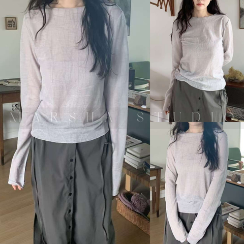 ❮韓國❯5IK19線條感透膚長袖上衣 (6)