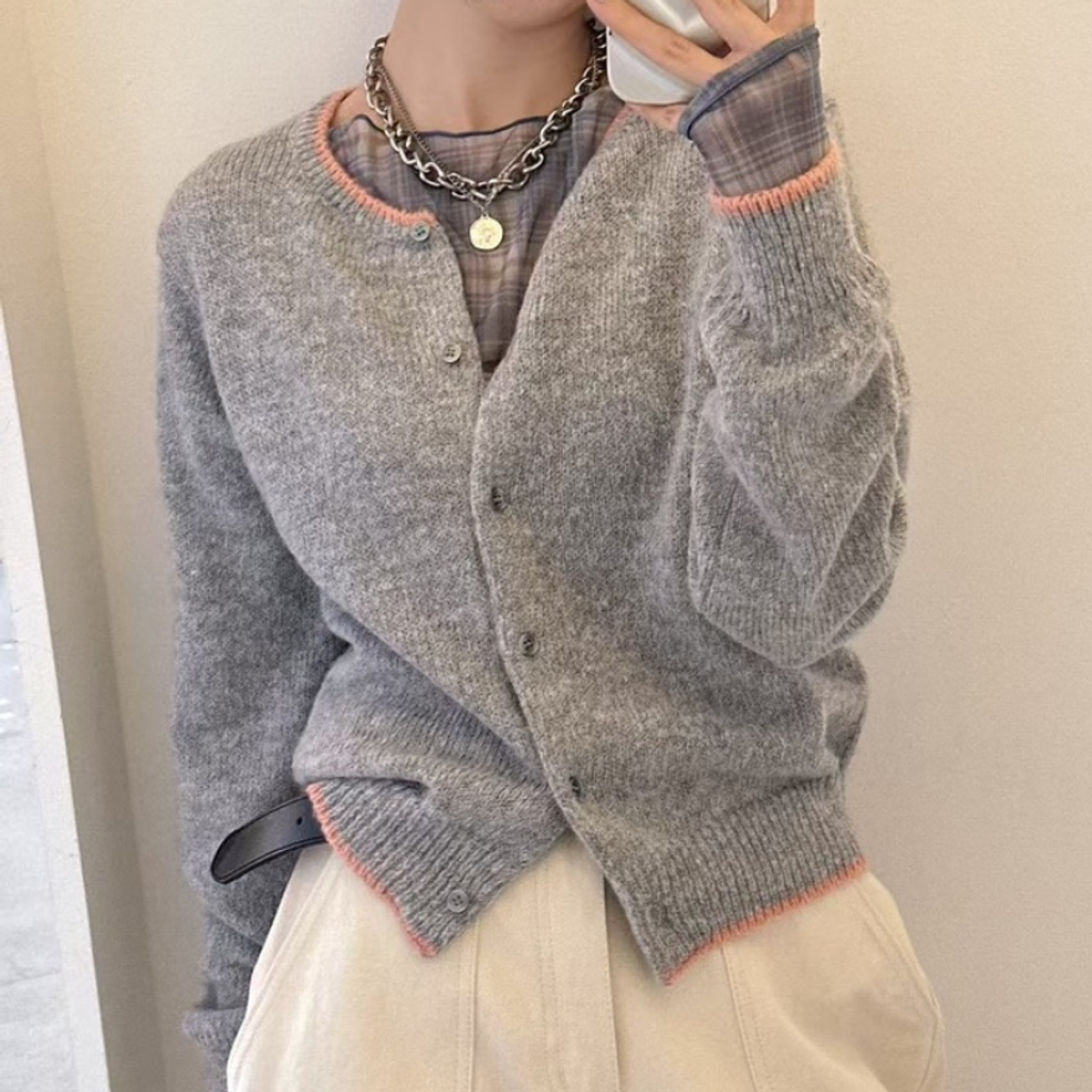 ❮韓國❯5IK13格紋薄紗透膚長袖上衣|修身內搭打底衫1
