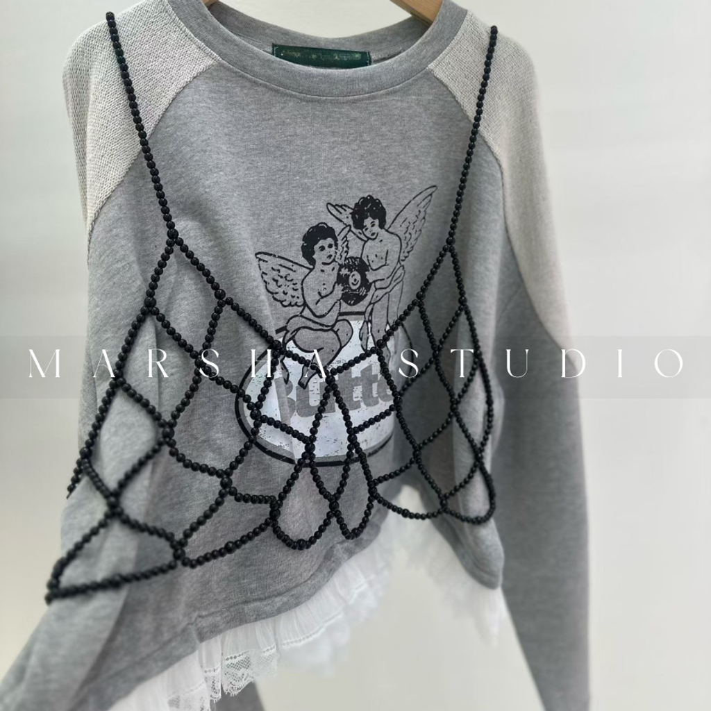 ❮韓國❯6AK20日系珍珠編織網狀細肩帶外罩背心 (6)