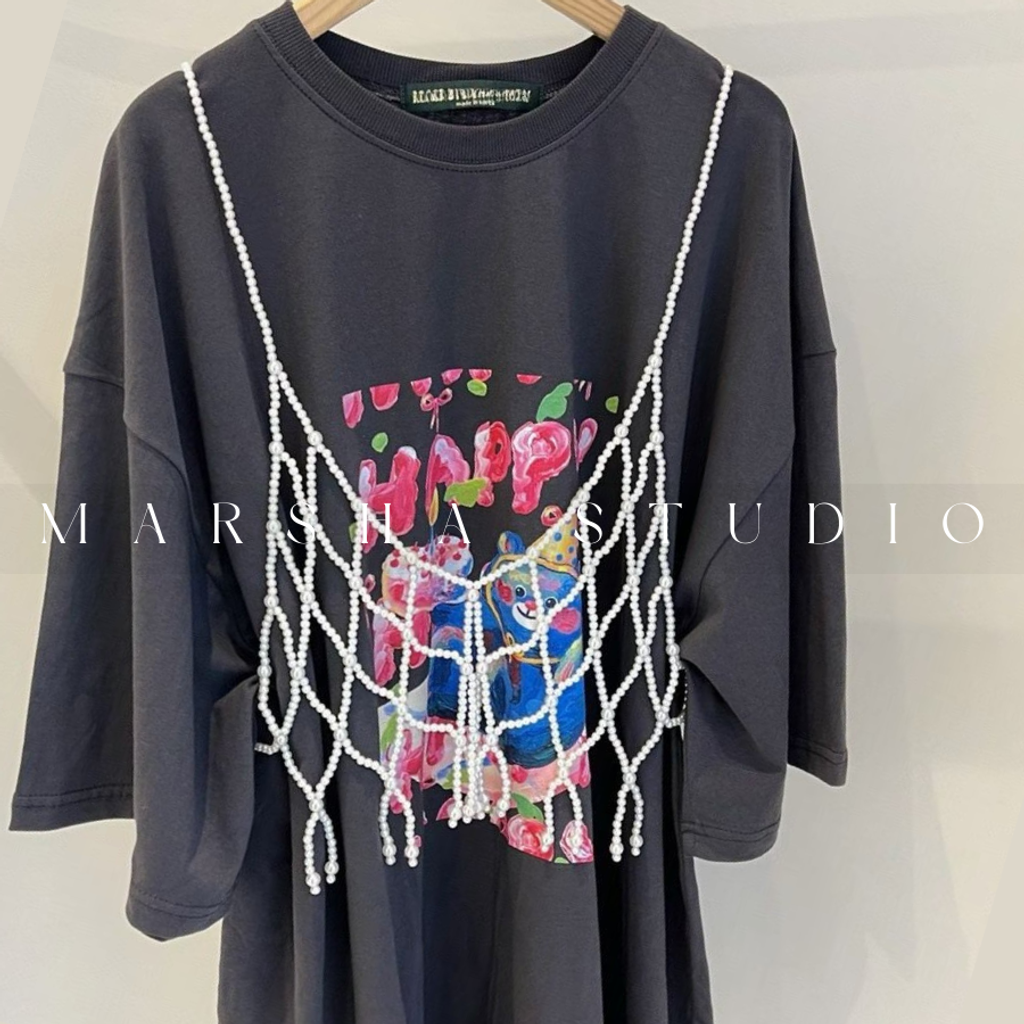 ❮韓國❯6AK20日系珍珠編織網狀細肩帶外罩背心 (5)