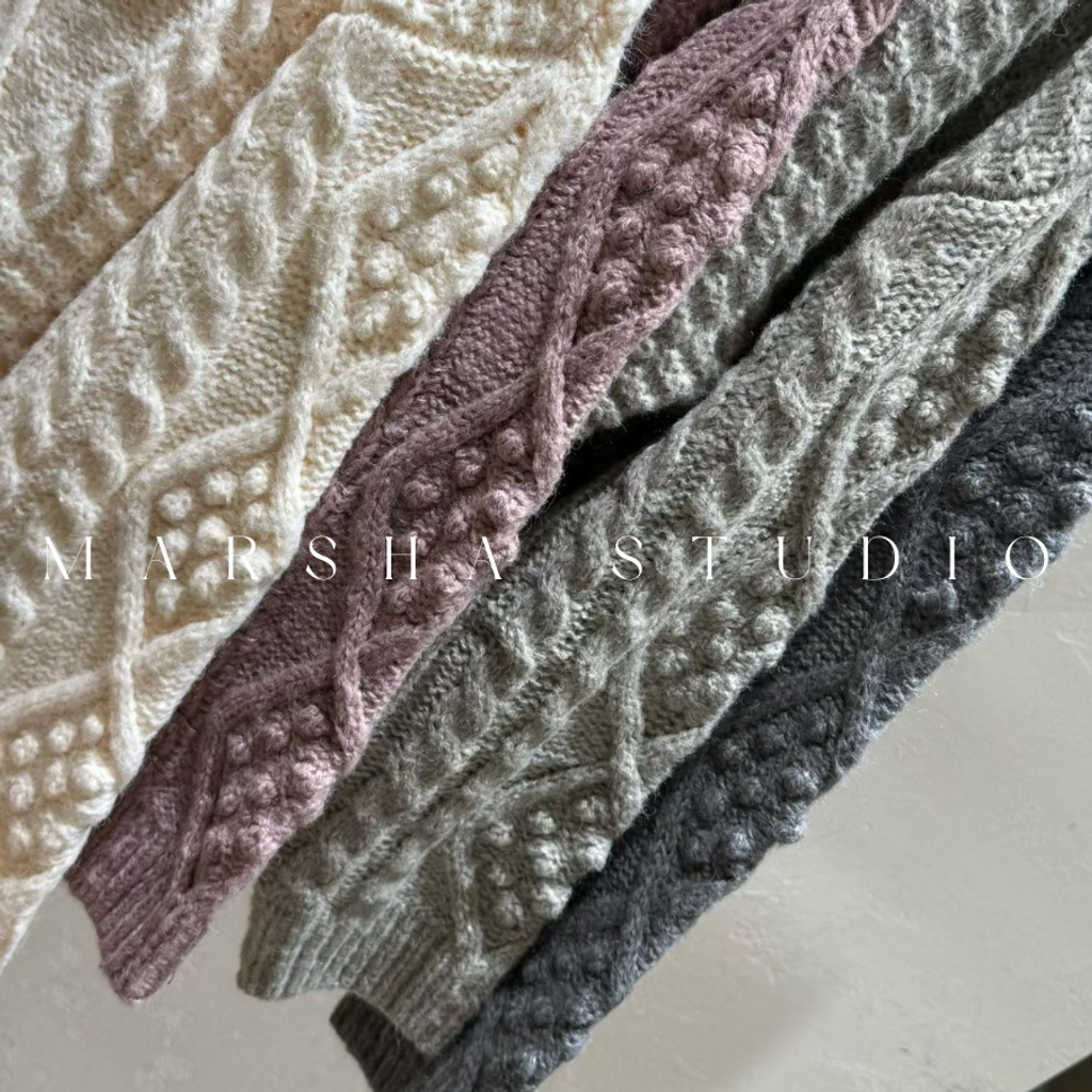 ❮韓國❯6AK18復古慵懶立體大羊毛混紡毛衣針織開襟外套｜針織上衣 (8)