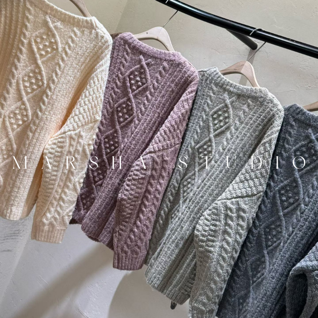 ❮韓國❯6AK18復古慵懶立體大羊毛混紡毛衣針織開襟外套｜針織上衣 (11)