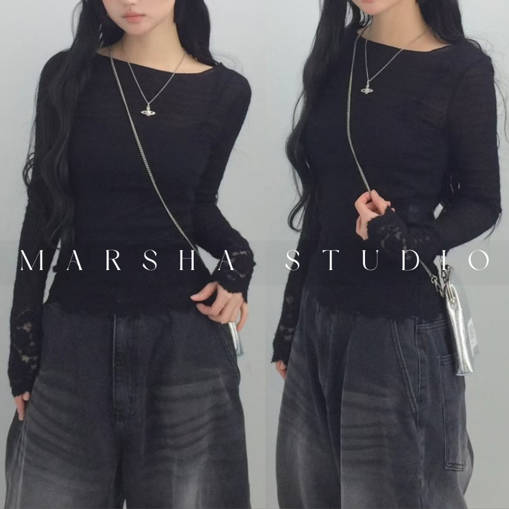 ❮韓國❯6AK16浪漫蕾絲拼接長袖上衣｜打底衣｜多層次穿搭必備 (5)