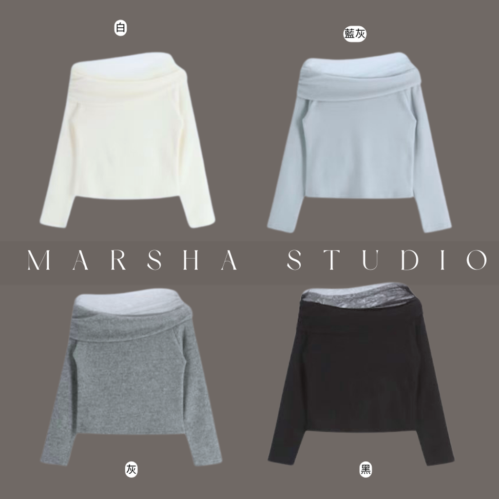 ❮韓國❯6AK13浪漫優雅網紗拼接一字領長袖上衣