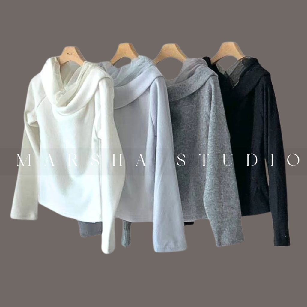 ❮韓國❯6AK13浪漫優雅網紗拼接一字領長袖上衣 (2)