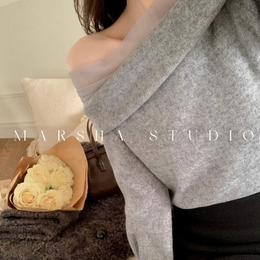 ❮韓國❯6AK13浪漫優雅網紗拼接一字領長袖上衣 (17)