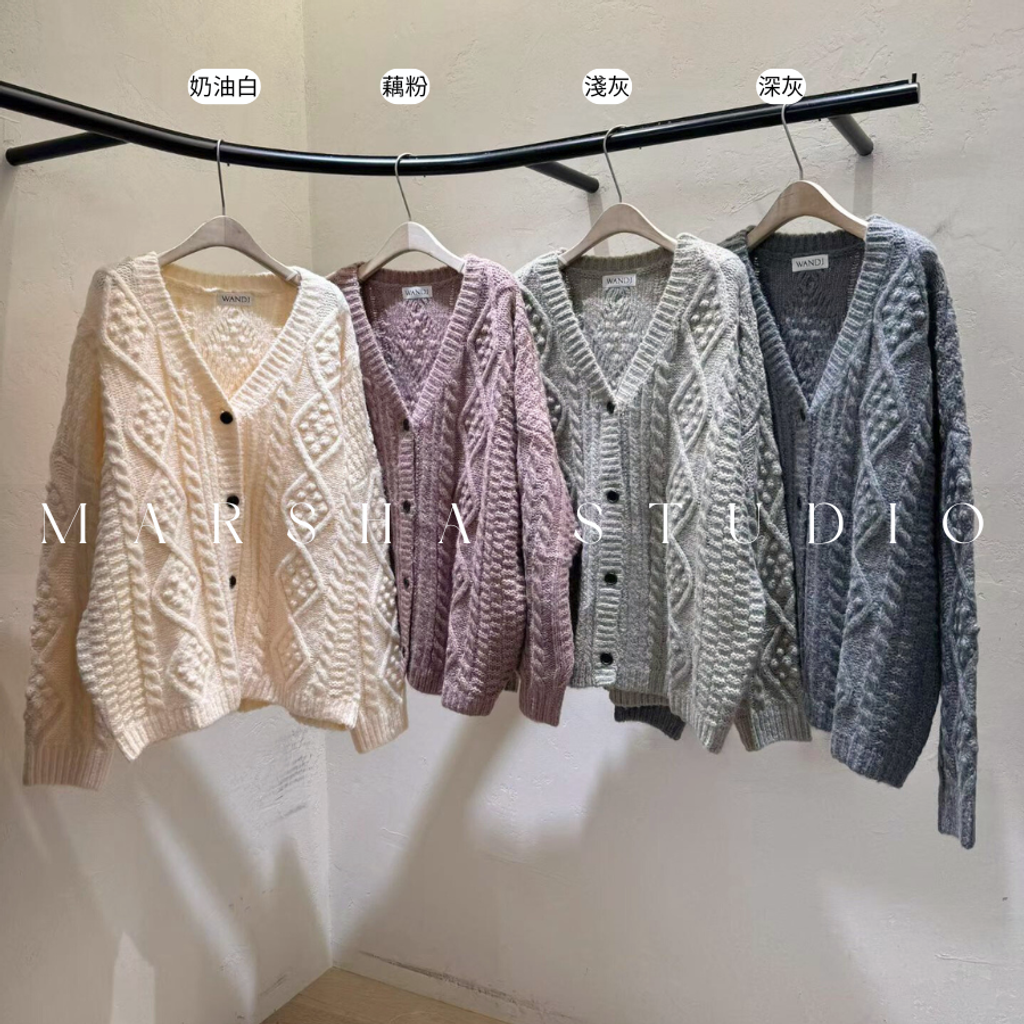 ❮韓國❯6AK18復古慵懶立體大羊毛混紡毛衣針織開襟外套｜針織上衣