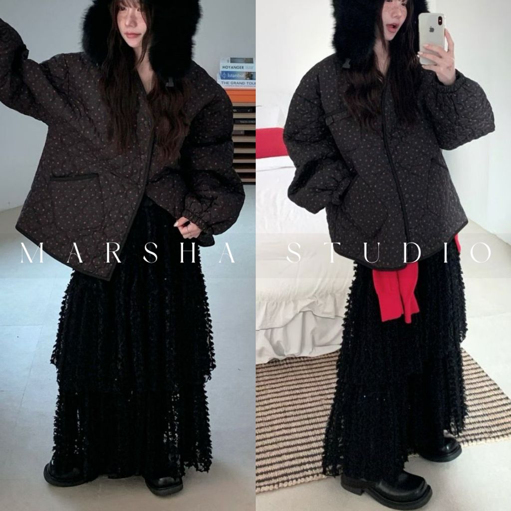 ❮韓國❯6AK09浪漫層次立體爆米花蕾絲蛋糕長裙 (3)