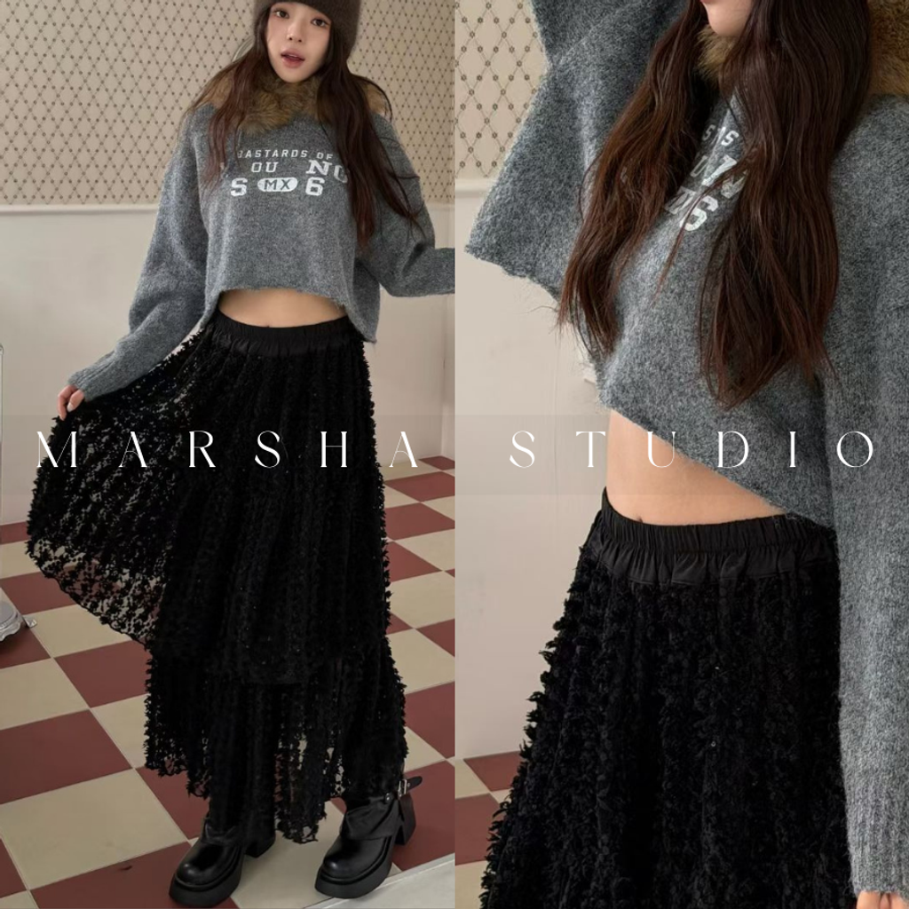 ❮韓國❯6AK09浪漫層次立體爆米花蕾絲蛋糕長裙 (5)