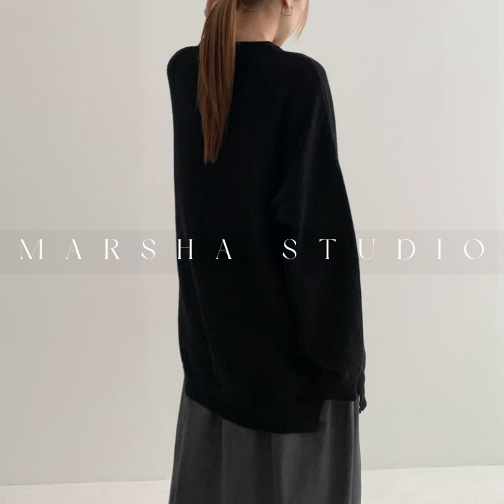 ❮韓國❯6AK07高比例羊毛混紡寬鬆側開衩長版圓領針織衫｜人氣經典基本款針織毛衣 (7)