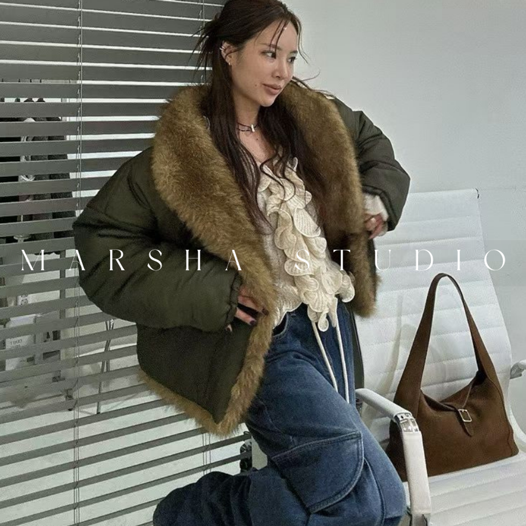 ❮韓國❯6AK06雙面穿時髦感毛絨背心拼接保暖鋪棉夾克外套 (10)