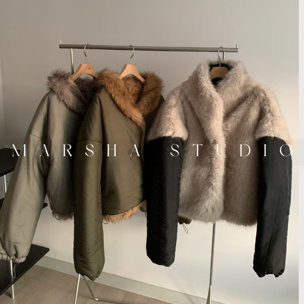 ❮韓國❯6AK06雙面穿時髦感毛絨背心拼接保暖鋪棉夾克外套