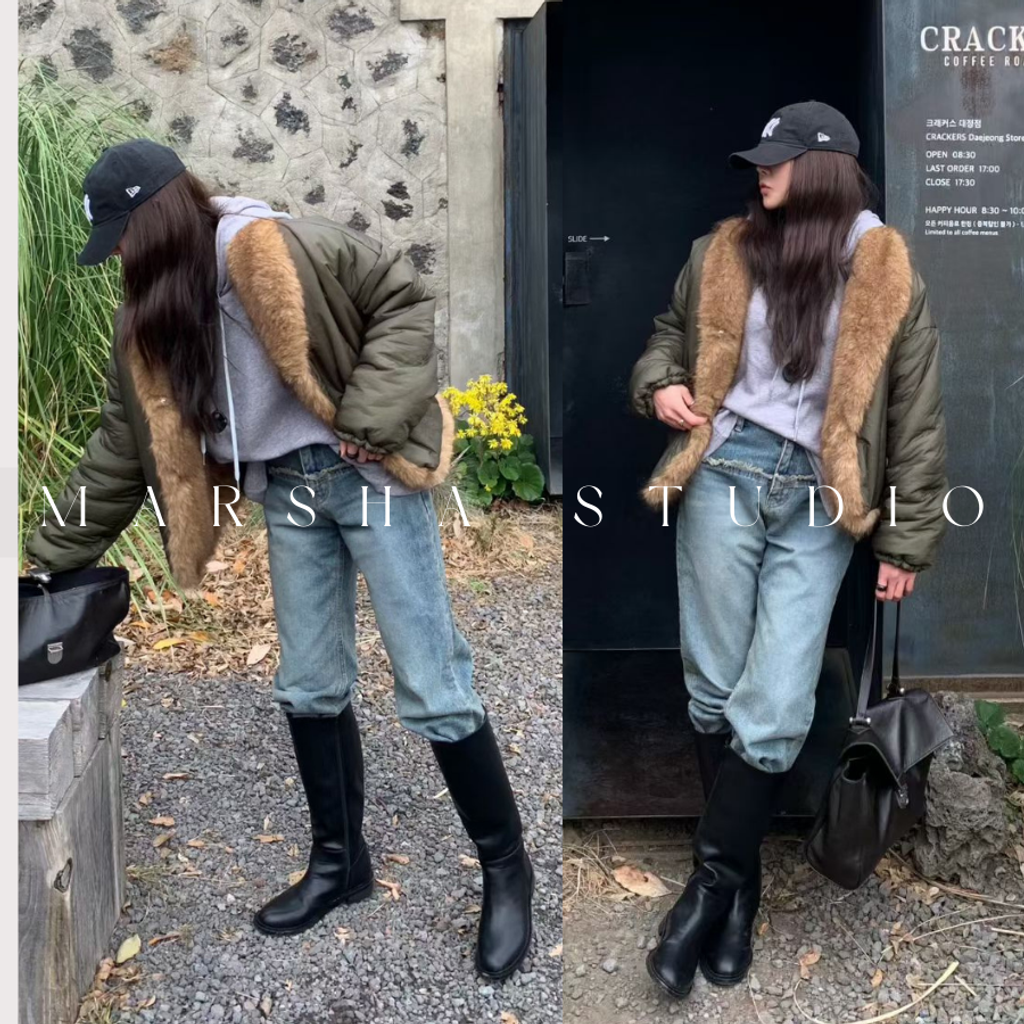 ❮韓國❯6AK06雙面穿時髦感毛絨背心拼接保暖鋪棉夾克外套 (6)