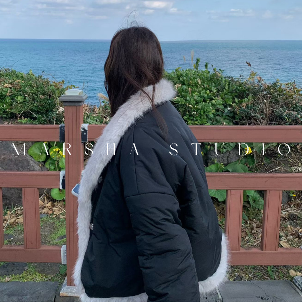 ❮韓國❯6AK06雙面穿時髦感毛絨背心拼接保暖鋪棉夾克外套 (18)