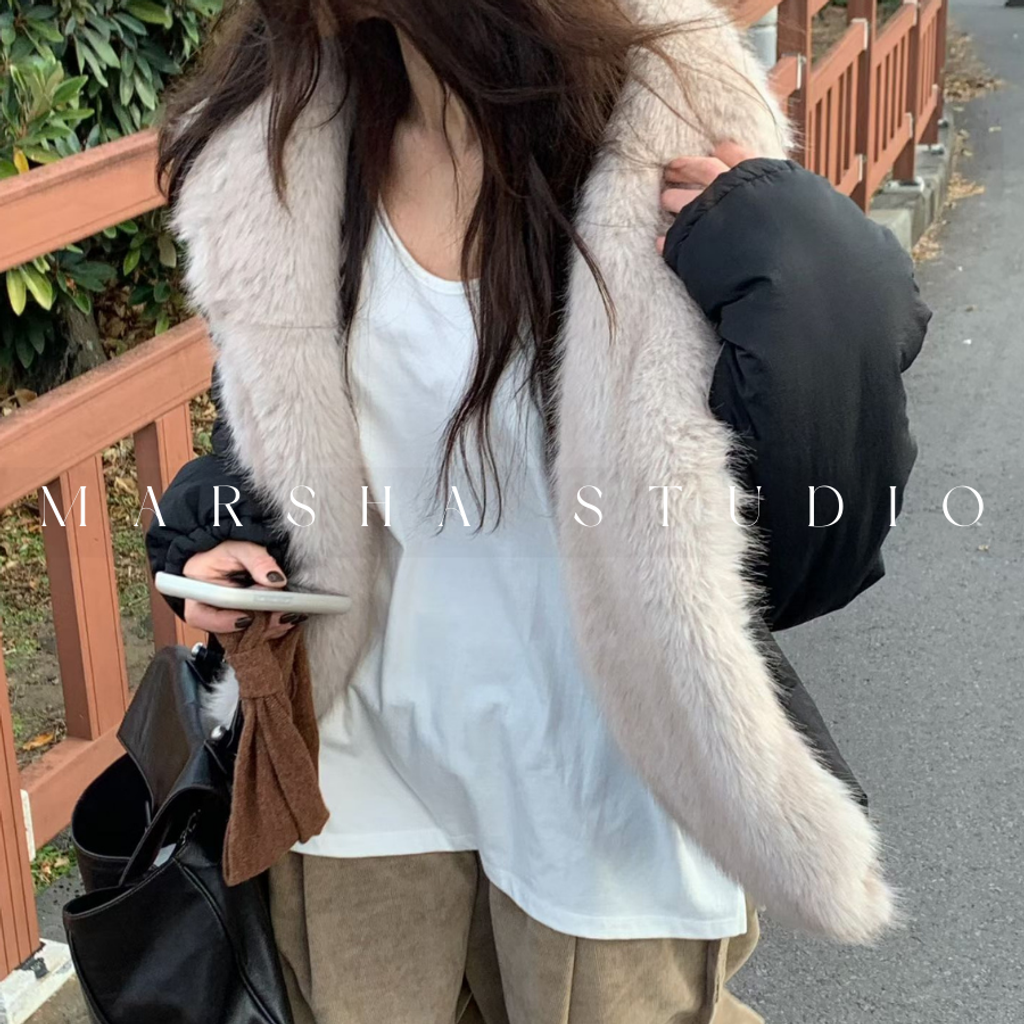 ❮韓國❯6AK06雙面穿時髦感毛絨背心拼接保暖鋪棉夾克外套 (16)