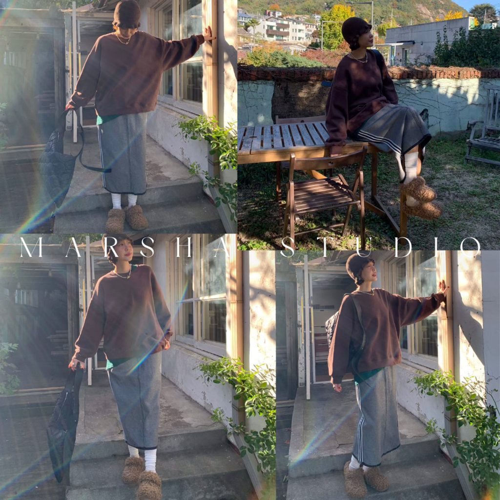 ❮韓國❯6AK03側面線條調節釦牛仔拼接直筒裙｜中長裙 (6)