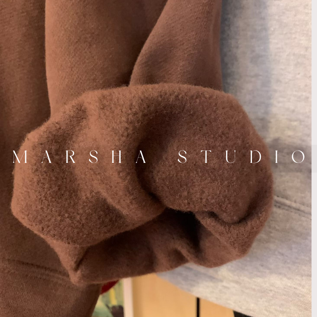 ❮韓國❯6AK02內磨毛假兩件撞色條紋拼圓領衛衣大學T｜慵懶時髦日常必備 (6)