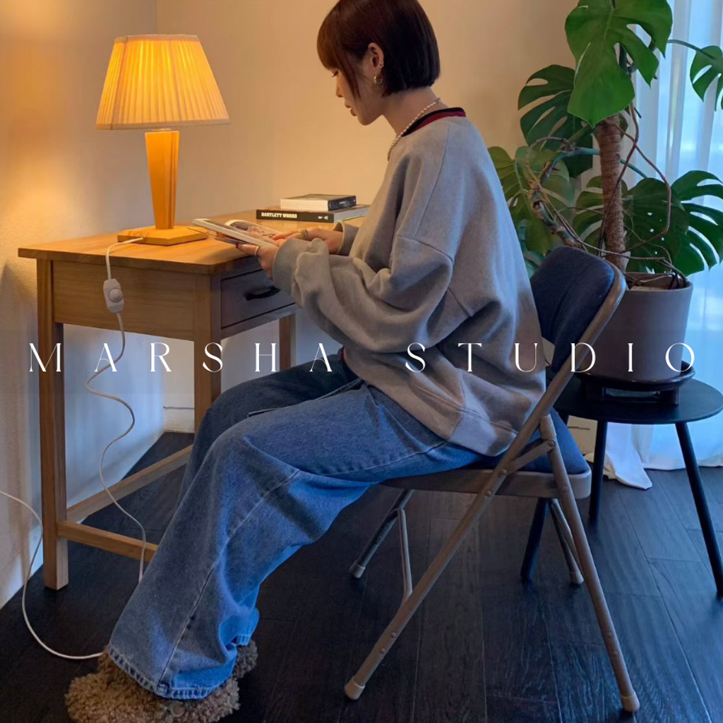 ❮韓國❯6AK02內磨毛假兩件撞色條紋拼圓領衛衣大學T｜慵懶時髦日常必備 (10)