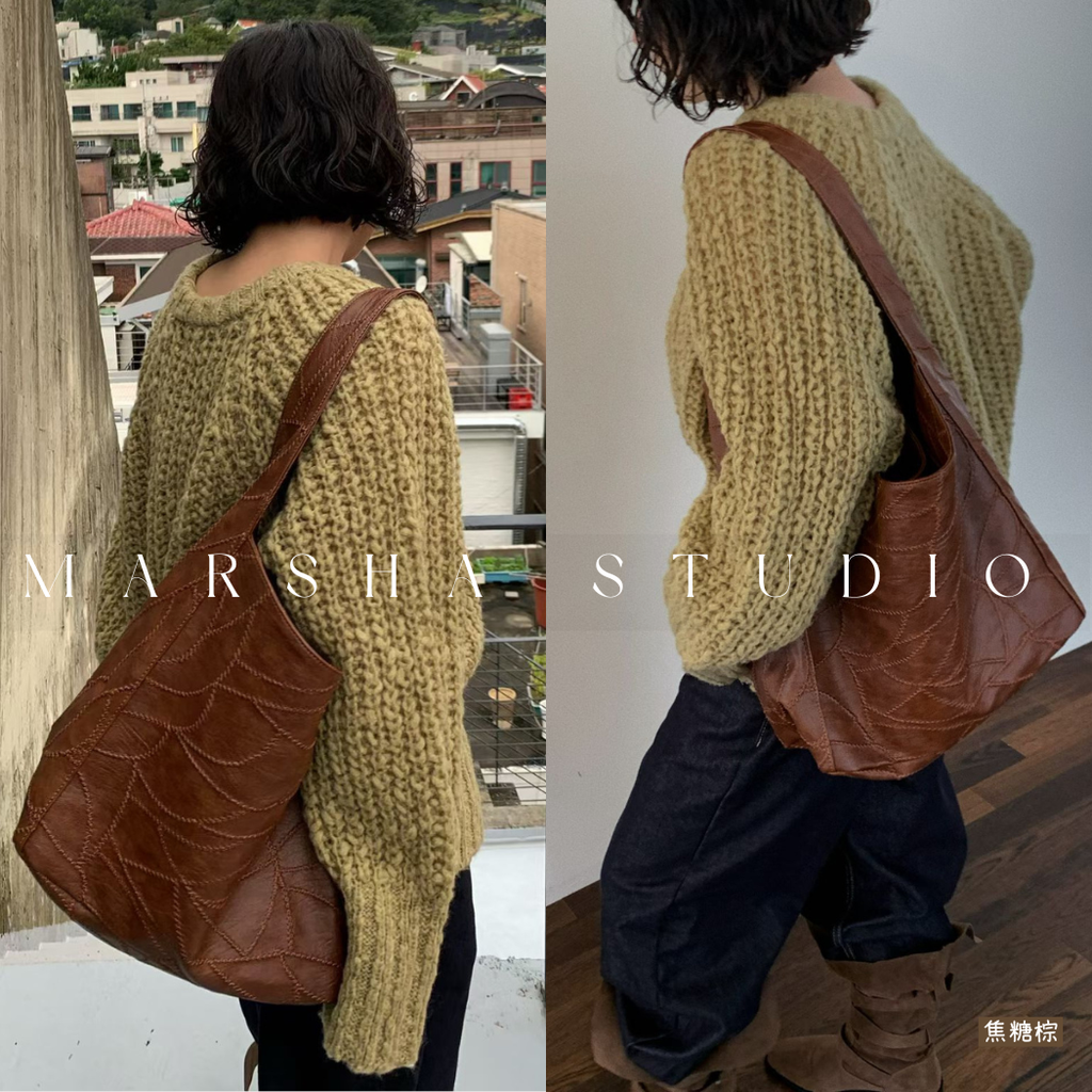 ❮韓國❯6AKB01正韓質感壓紋軟皮托特包_18