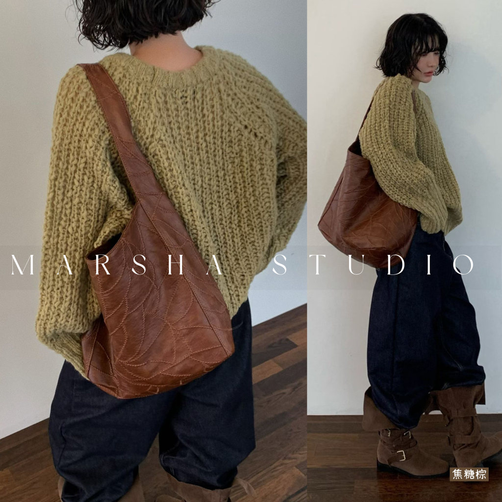 ❮韓國❯6AKB01正韓質感壓紋軟皮托特包_16