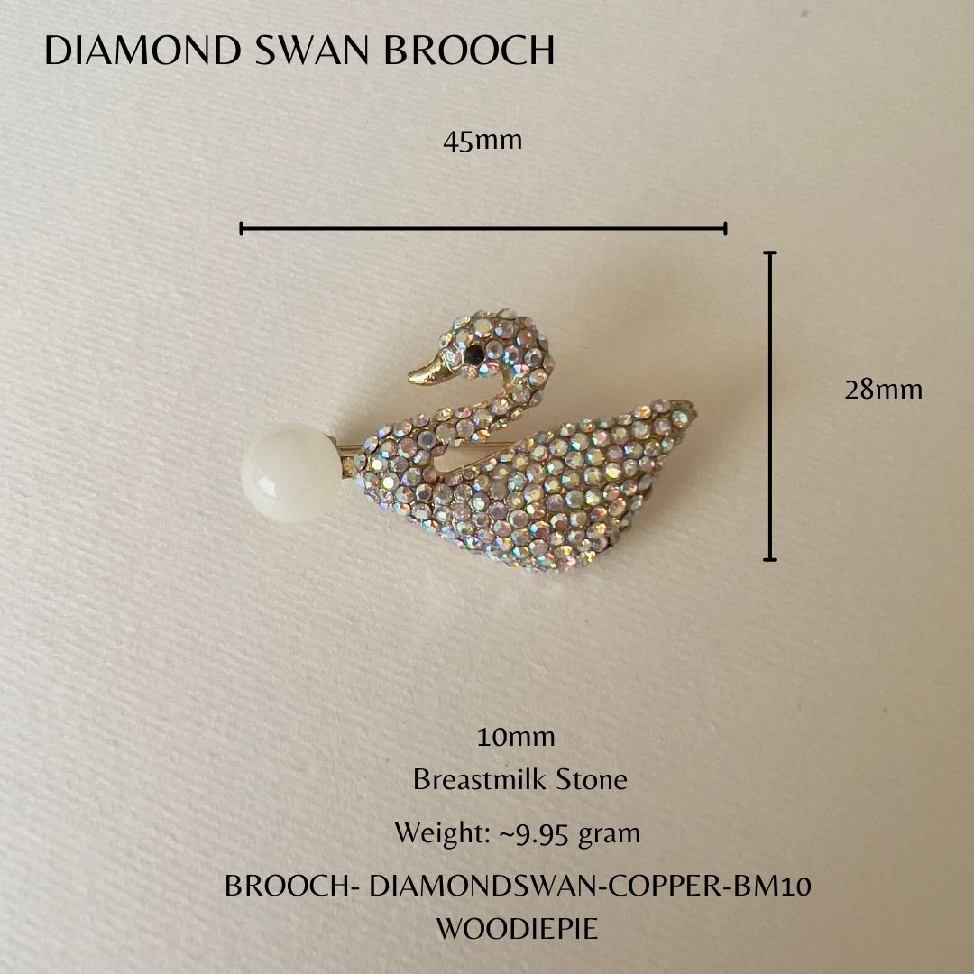 Diamond Swan Brooch