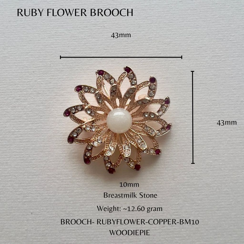 Ruby Flower Brooch