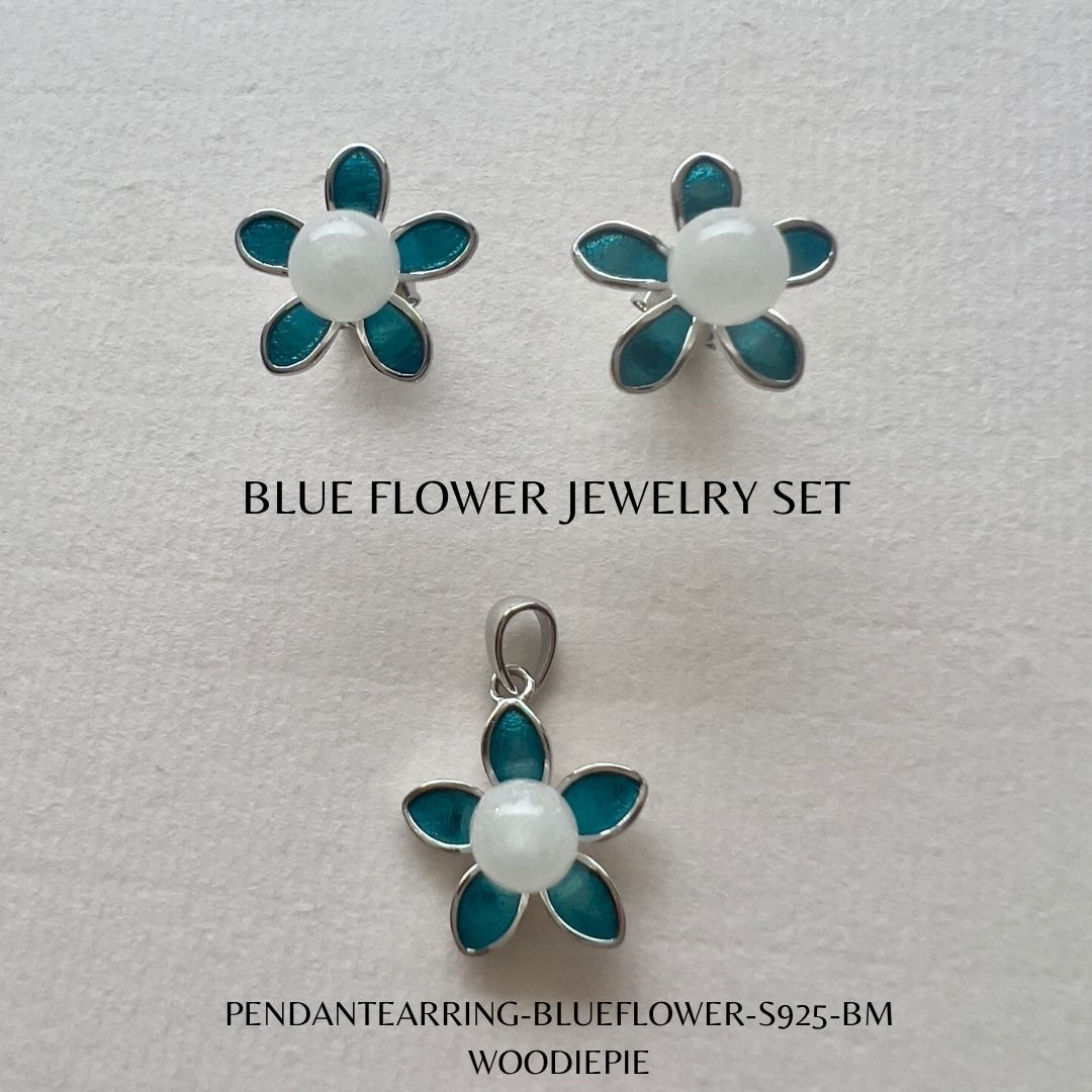 BLUE FLOWER Earring+Pendant (7)