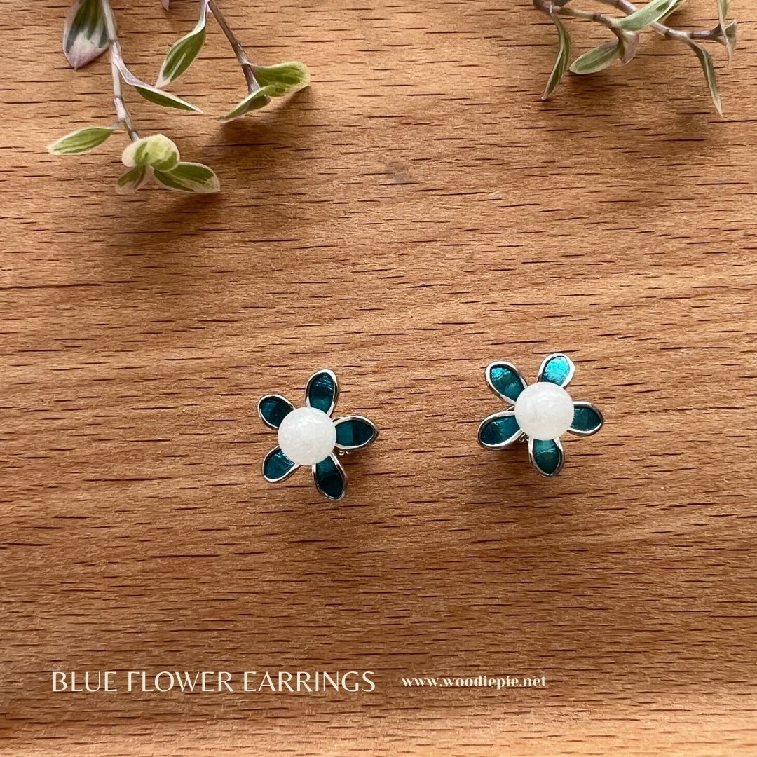BLUE FLOWER Earring+Pendant (2)