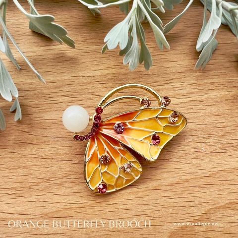 Orange Butterfly Brooch