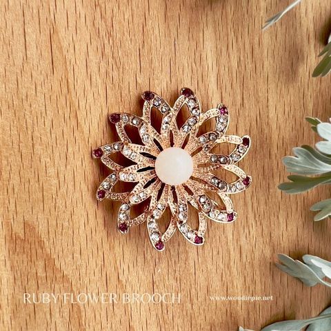 Ruby Flower Brooch