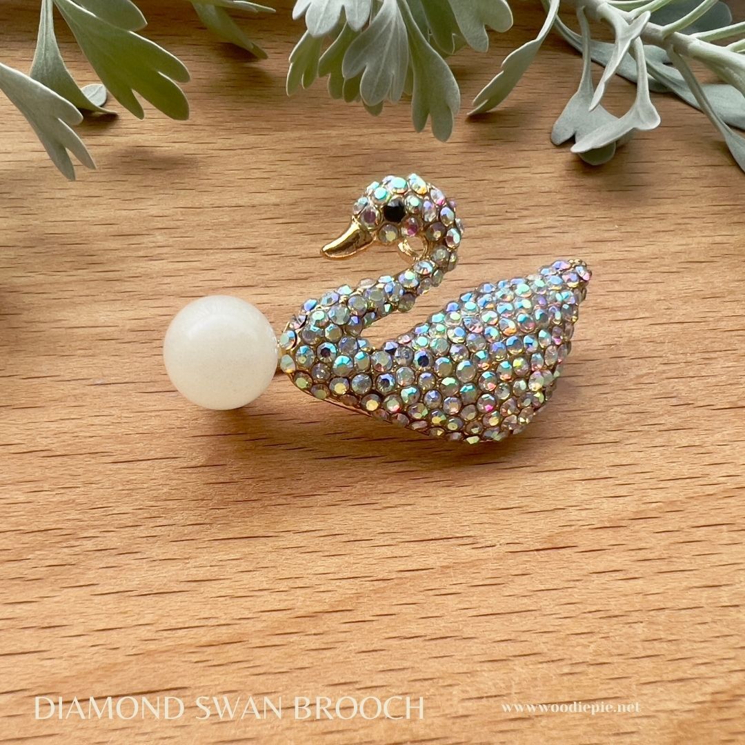 Diamond Swan Brooch