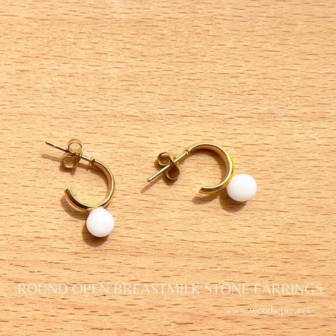 Round Open breastmilk stone earrings