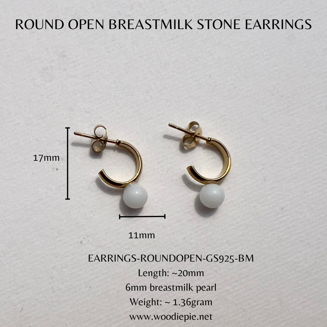 Round open breastmilk stone earrings (1)