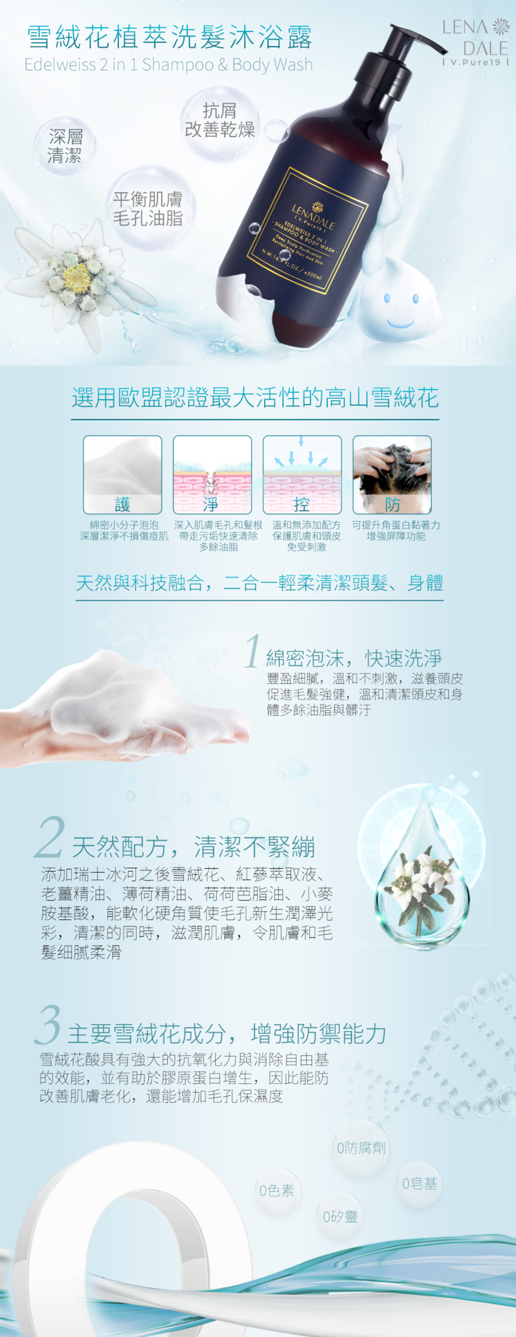 雪絨花洗髮沐浴露成分功效特色