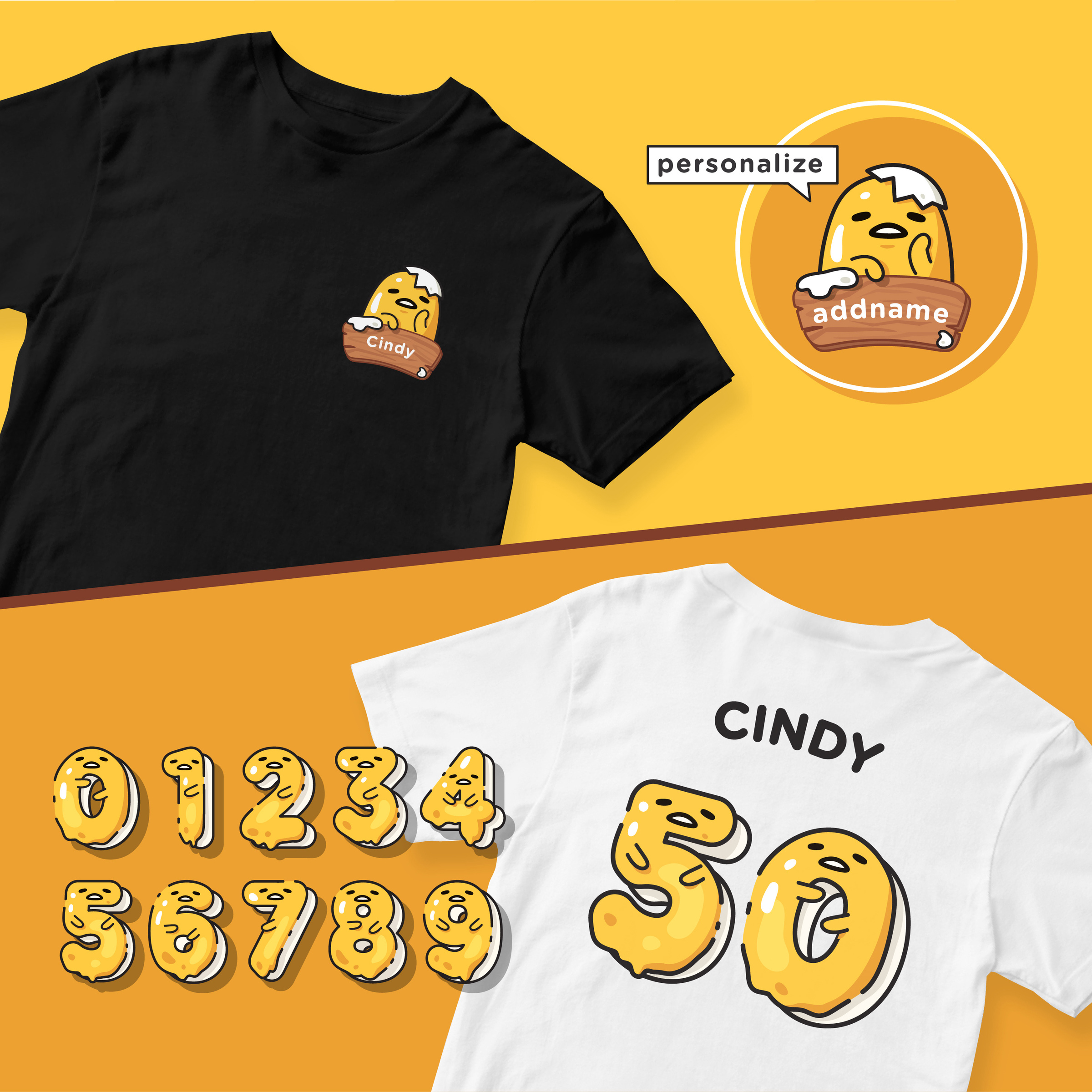 Gudetama Number Tee - details-01