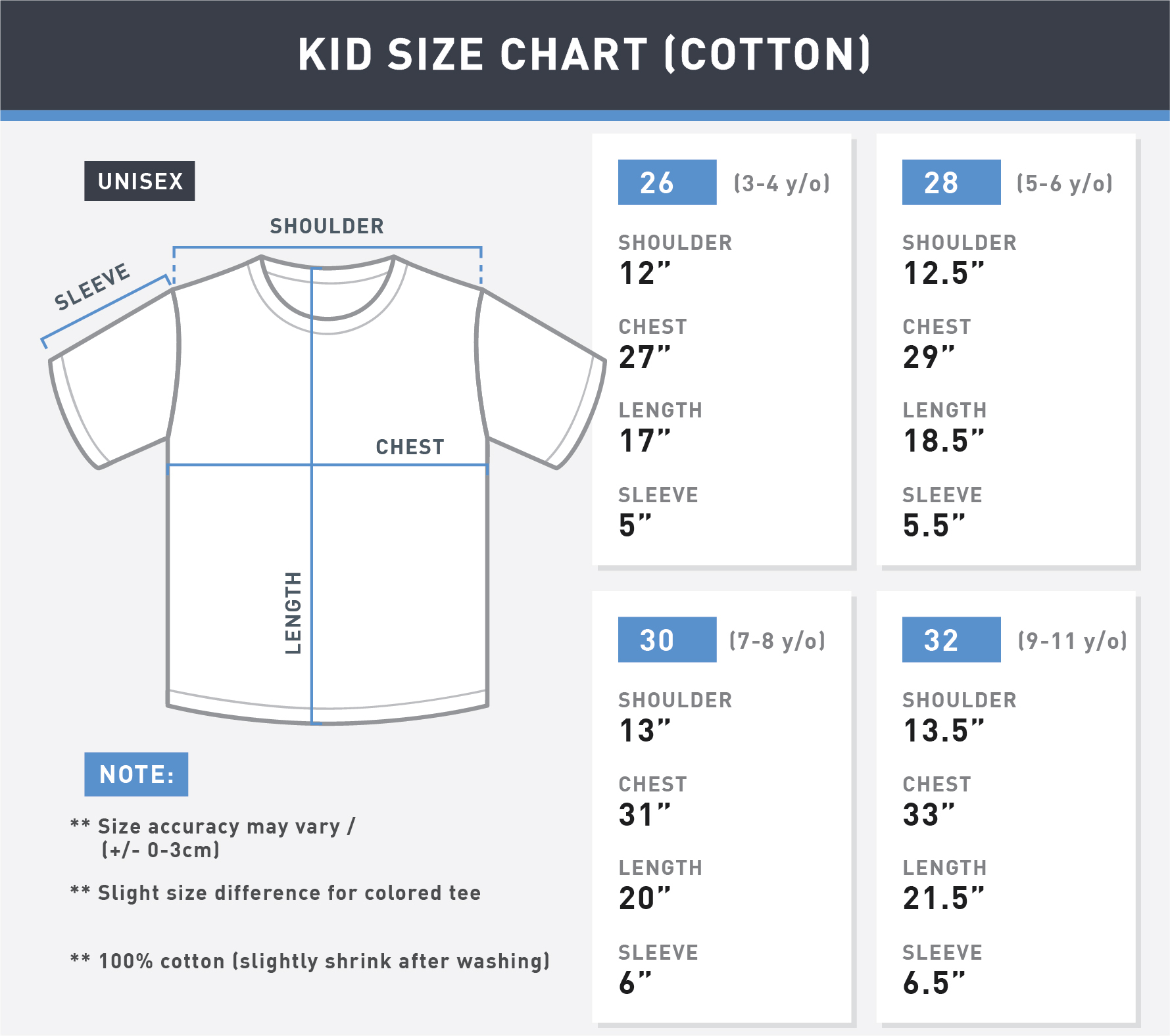 size chart - kid