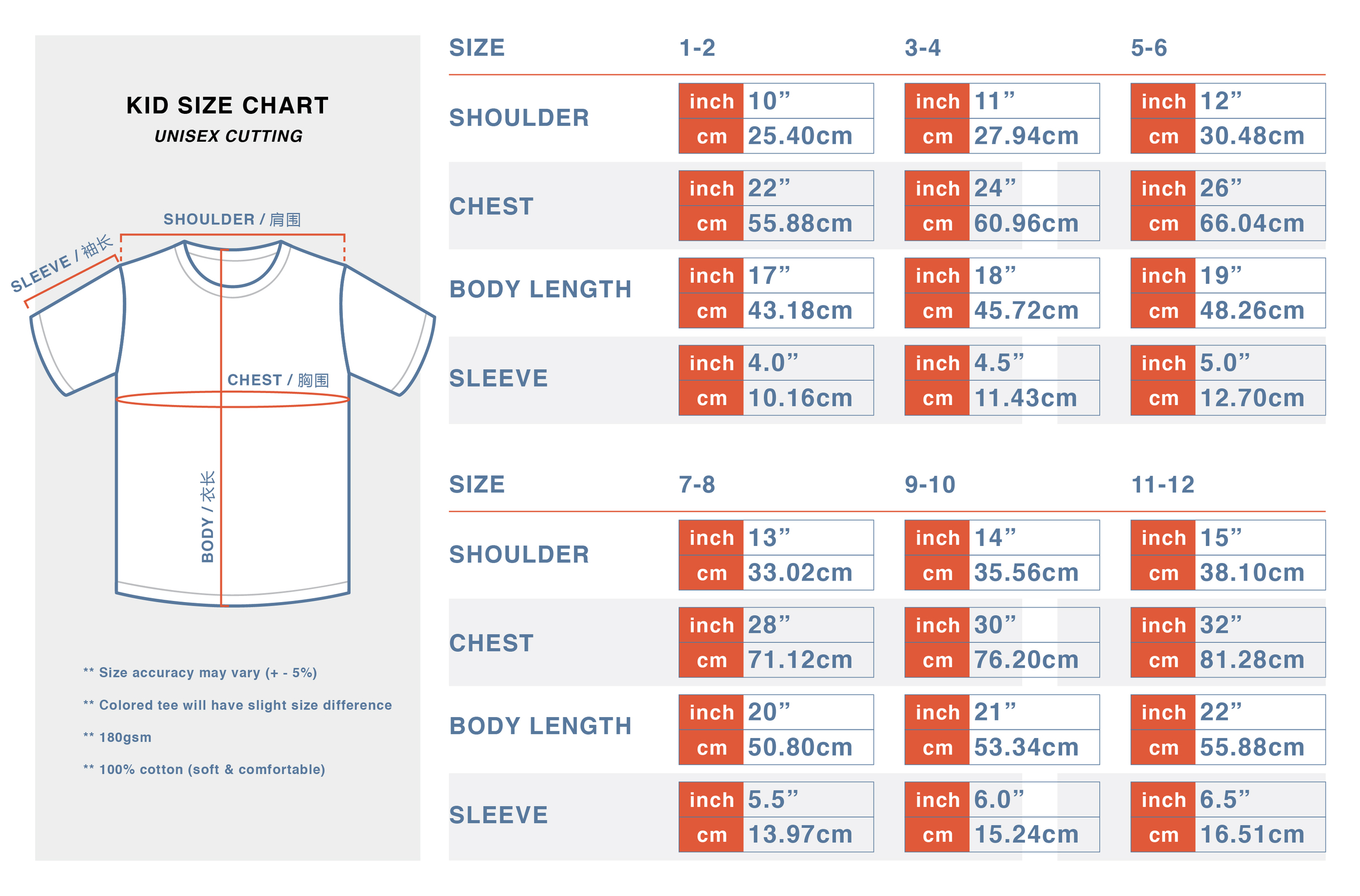 Size guide(hari) - kid