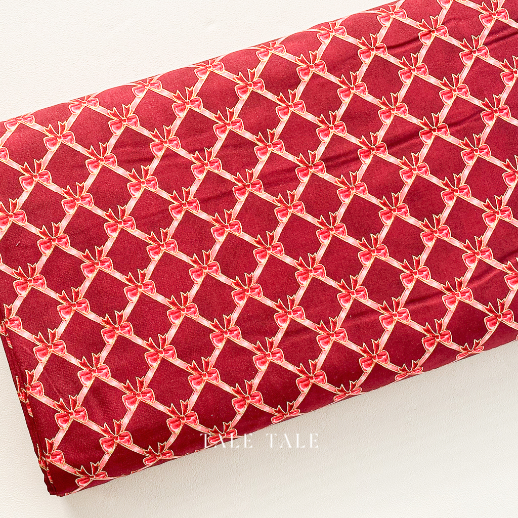 美國品牌燙金布-聖誕菱格蝴蝶結-紅-SRKM-22292113-$210半碼-1