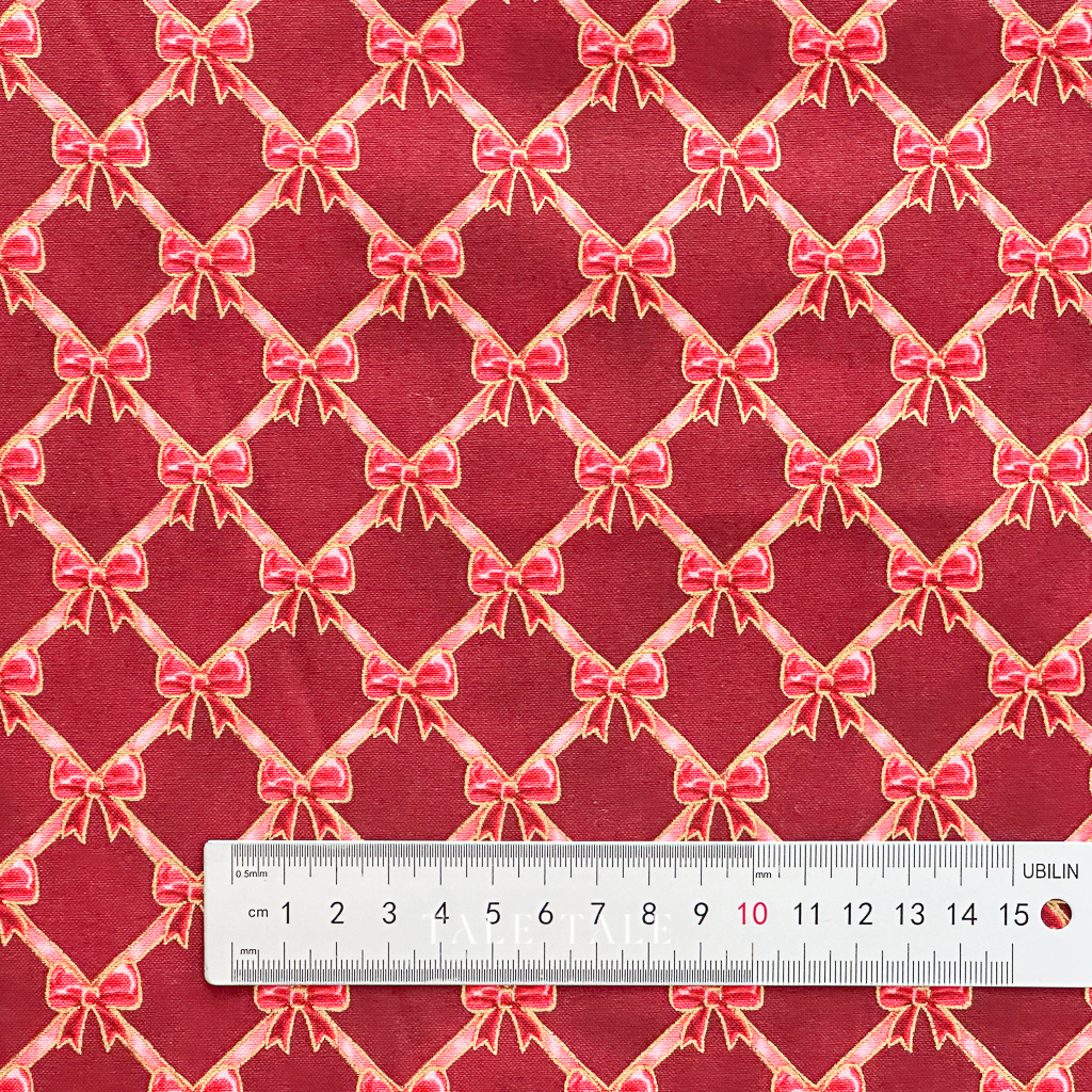 美國品牌燙金布-聖誕菱格蝴蝶結-紅-SRKM-22292113-$210半碼-2
