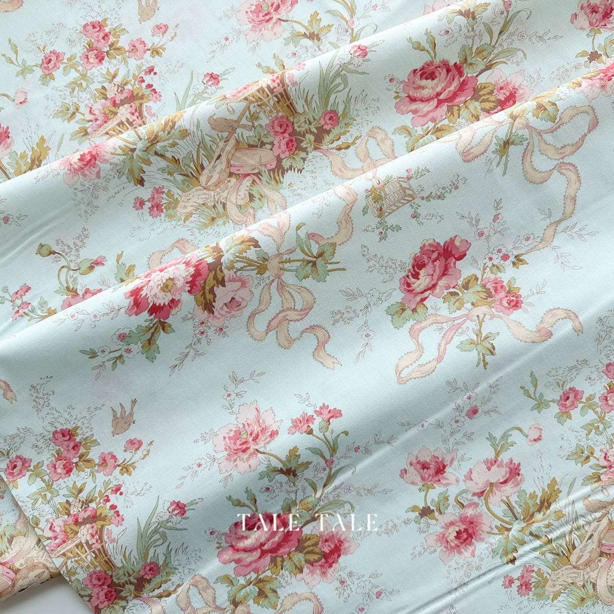 美國品牌棉布-夏洛蒂花籃-藍-Y4611-100-1