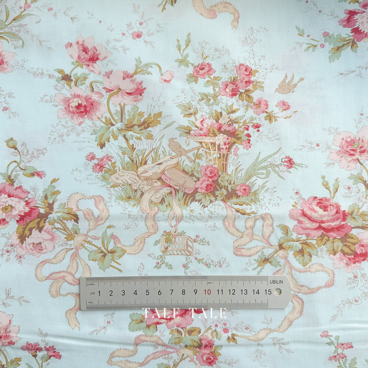 美國品牌棉布-夏洛蒂花籃-藍-Y4611-100-2