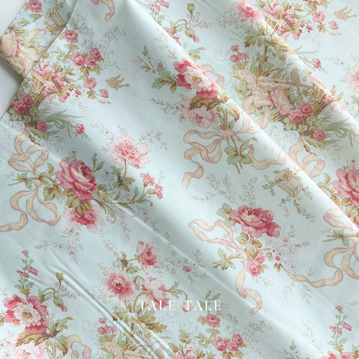 美國品牌棉布-夏洛蒂花籃-藍-Y4611-100-7