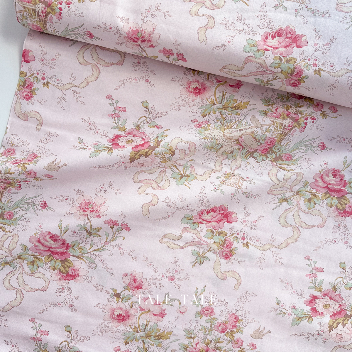 美國品牌棉布-夏洛蒂花籃-粉-Y4611-41-5