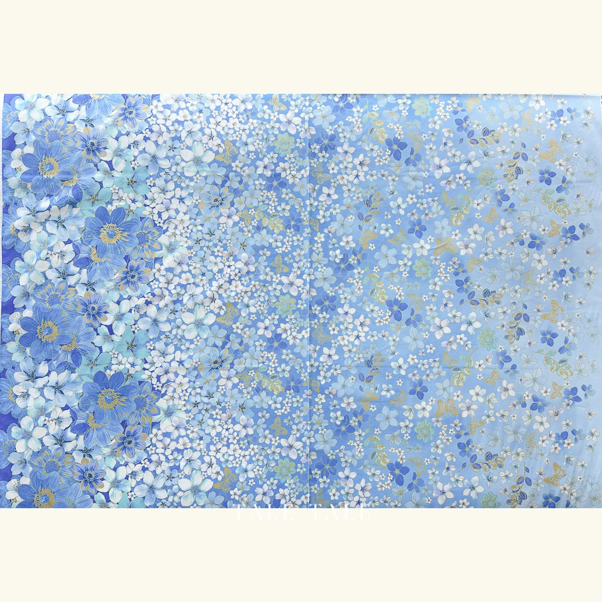 美國品牌棉布-刻花春華-藍-燙金效果-14059M-57-1