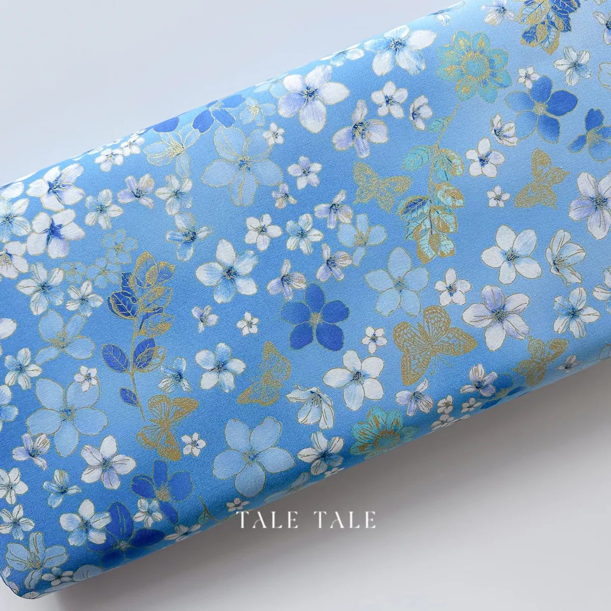 美國品牌棉布-刻花春華-藍-燙金效果-14059M-57-10