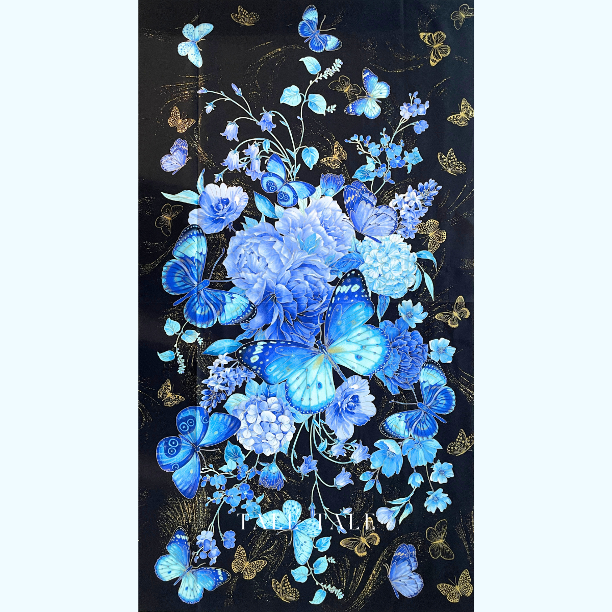 美國品牌燙金布-蝶金慕華(60公分一片)-PANEL-CM3790-BLACK-3