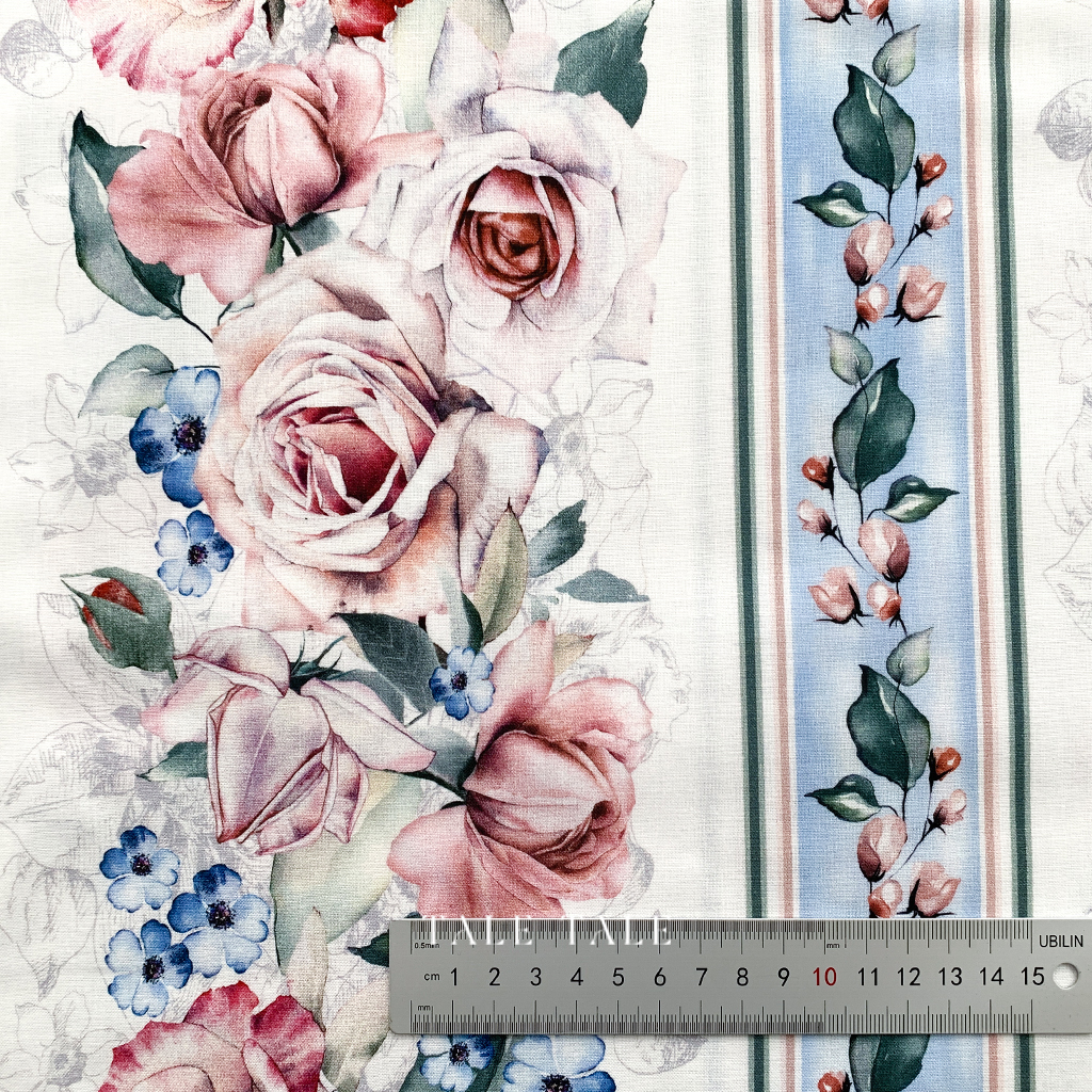 美國品牌棉布-微風的午後玫瑰-白底藍條紋-DCX10065-BWHT-$190半碼-6